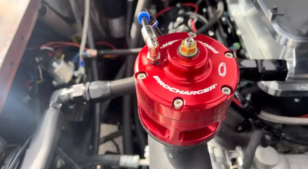 ProCharger Big Red Race Blow Off Valve in engine bay