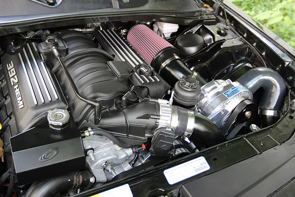 2014 Dodge Challenger SRT 6.4L Black ProCharged underhood