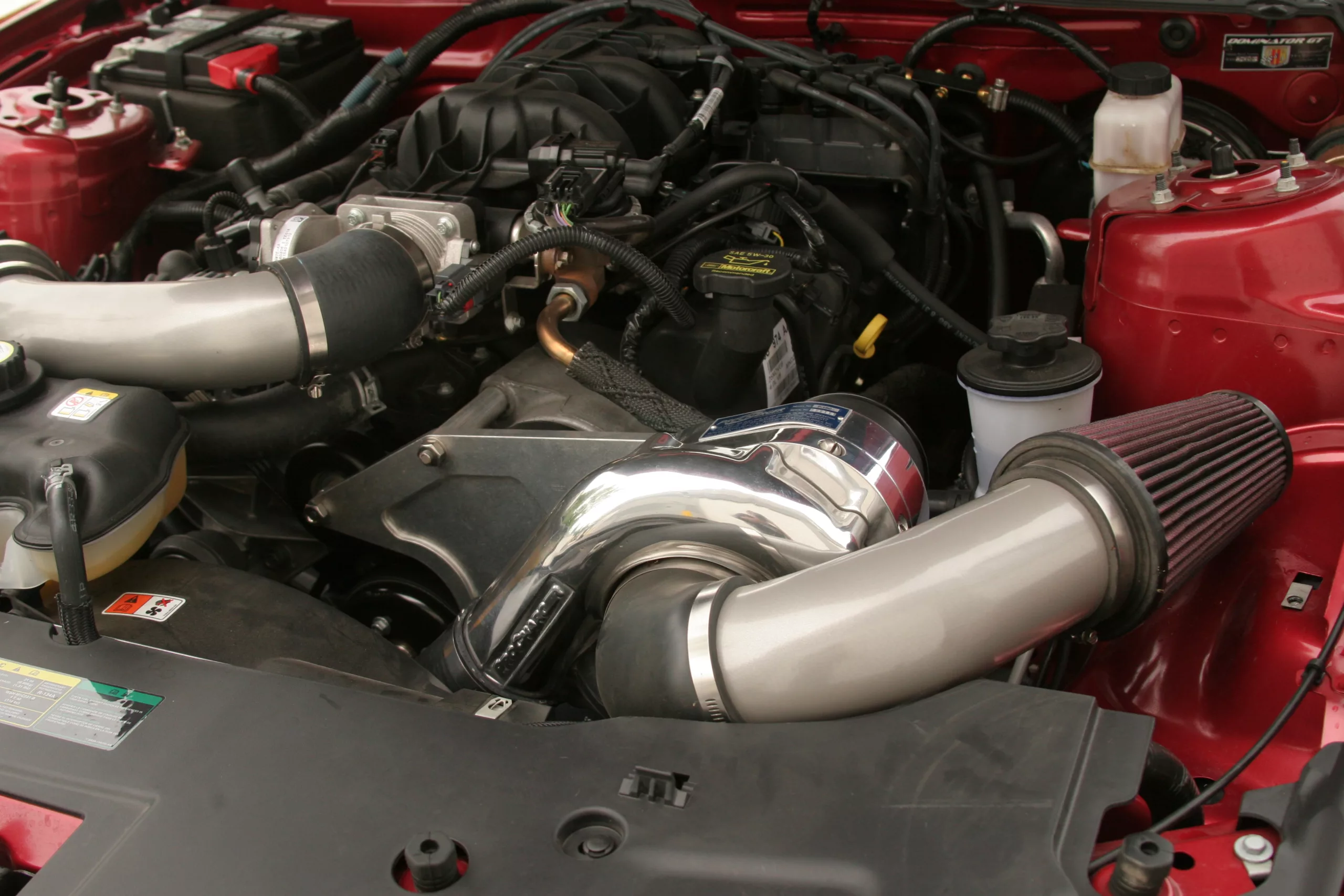2010 Ford Mustang V6 Maroon ProCharged underhood