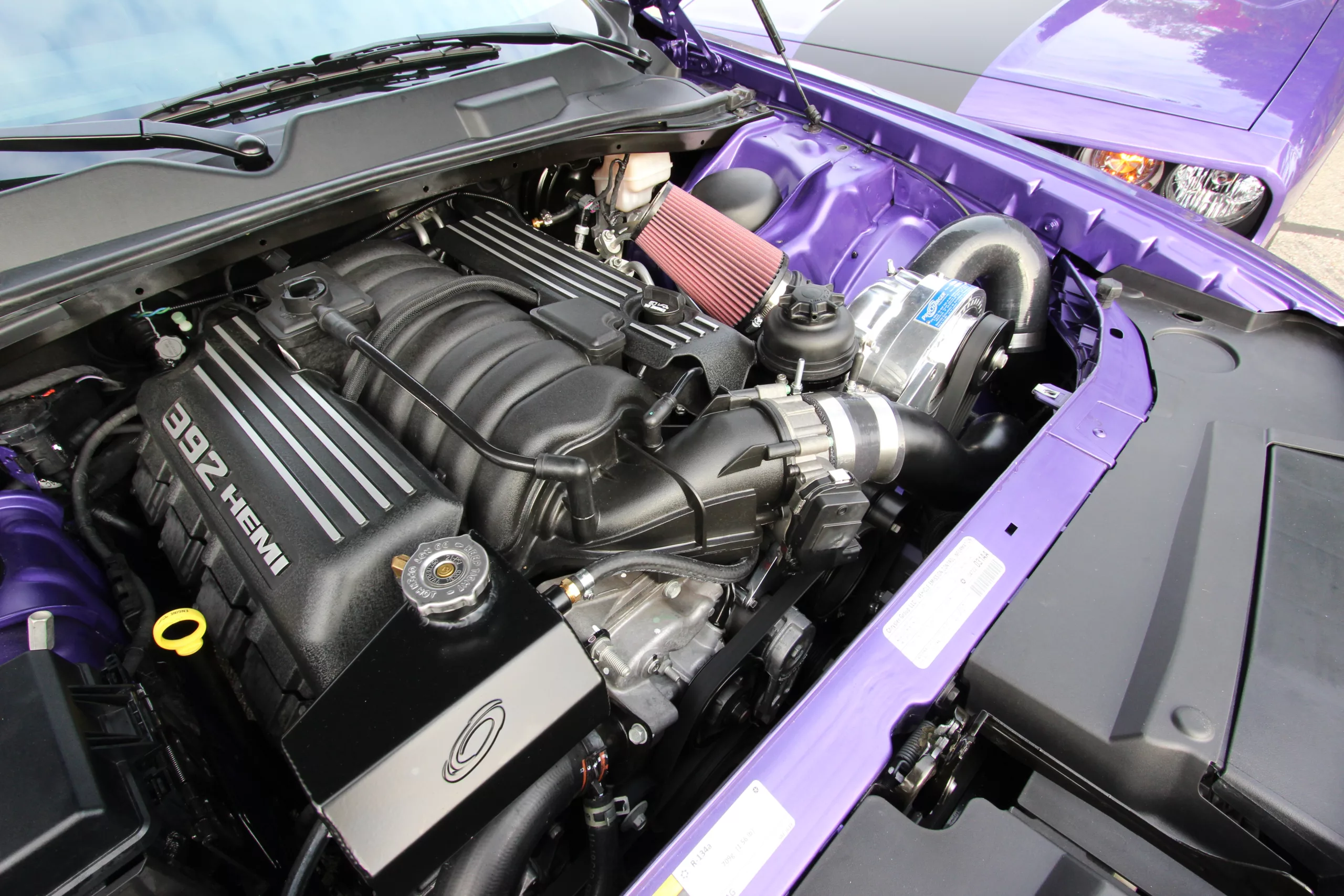2013 Dodge Challenger SRT 6.4L ProCharged purple underhood