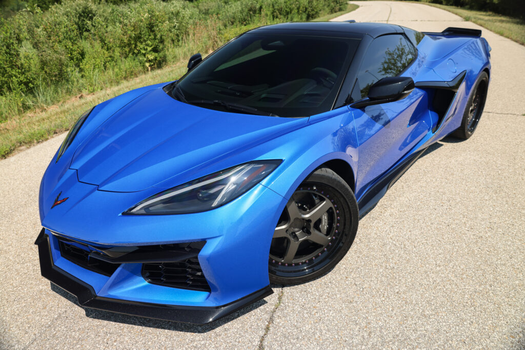 ProCharged Blue Corvette C8 E-Ray side profile