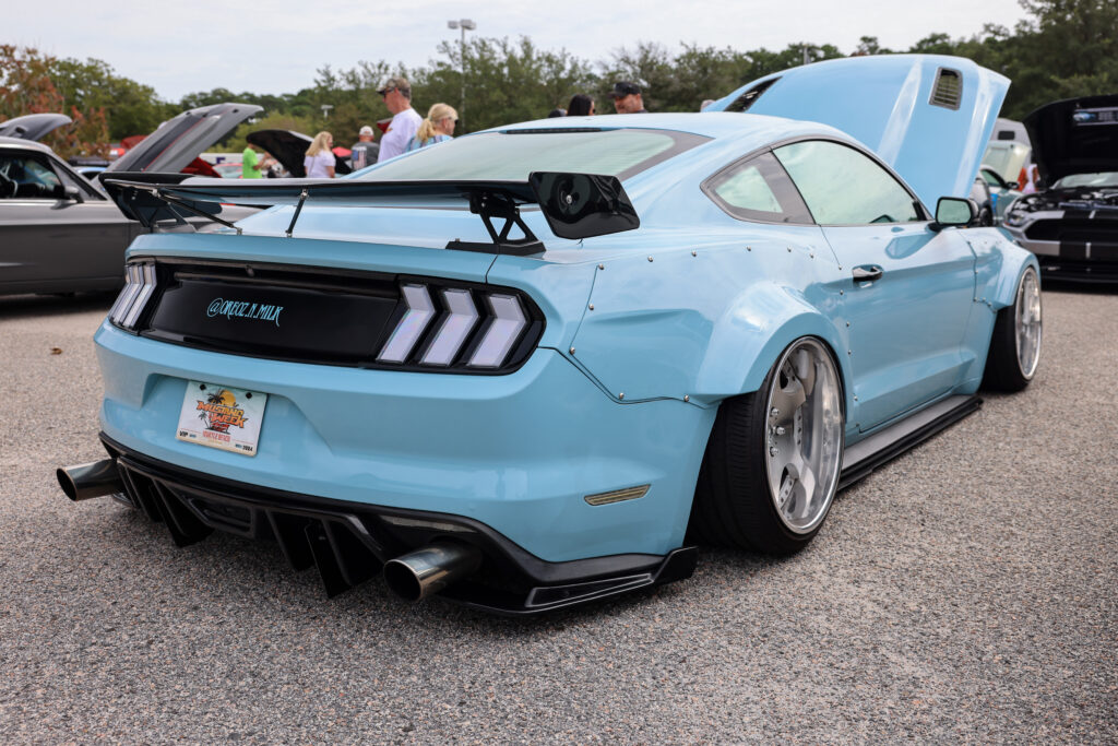 blue wide body procharged mustang