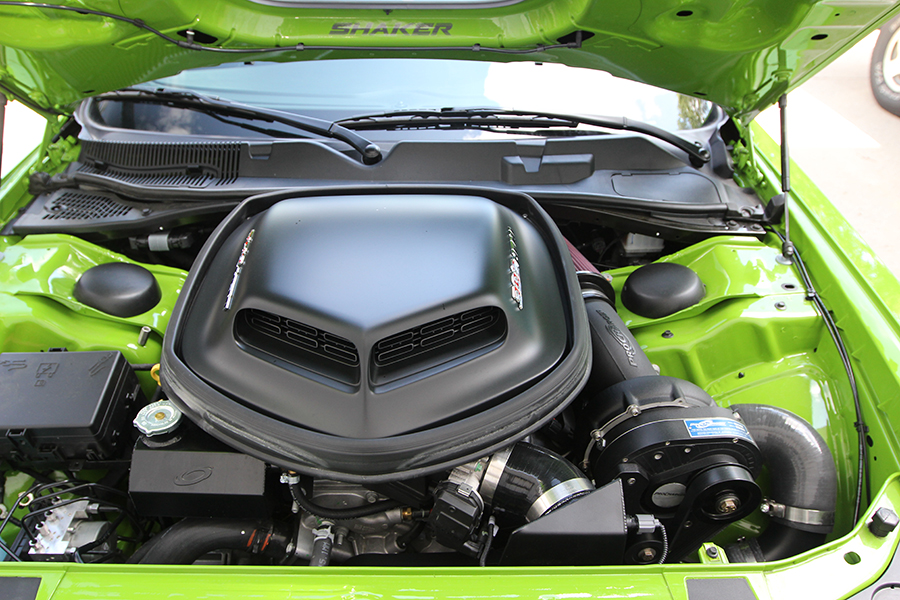 2017 Dodge Challenger with shaker hood and ProCharger Supercharger